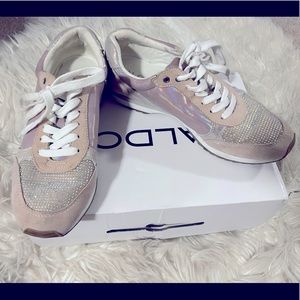 Beige Sparkle Sneakers